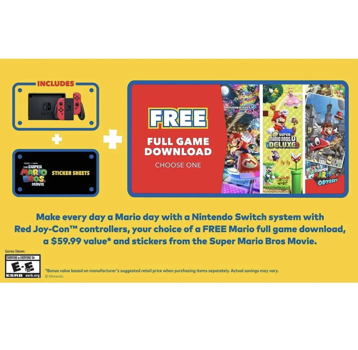 New Nintendo Switch Mario Bundle with Red Joy-Con - Bundle with Luigi's Mansion 3 & Choose One of Three Download Mario Games - 64GB Micro SD - Switch Carrying Case