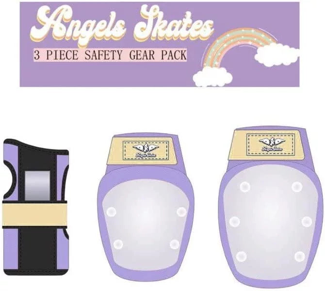 Angels Skates Knee Pads Elbow Pads Wrist Guards - 6-Piece Safety Gear Pack - Protective Gears for Roller Skates BMX - Kids Youth Adult Women - Purple - Large