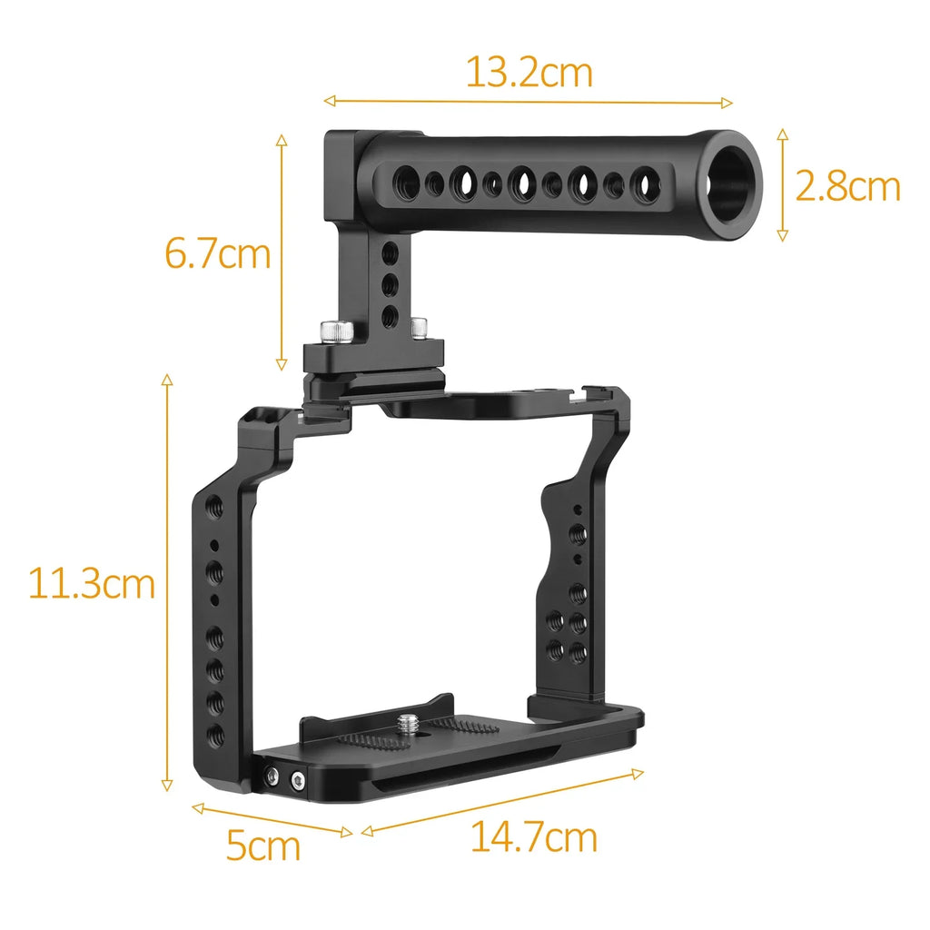 7299 Video Cage + Handle Kit Aluminum Alloy with Dual Cold Shoe Mounts Numerous 14 Inch Threads Replacement for A7IV/ A7III/ A7II/ A7R III/ A7R II/ A7S II