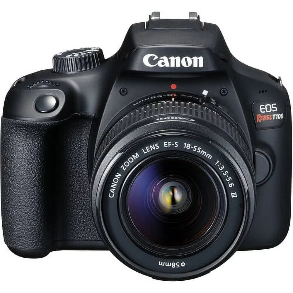 EOS Rebel T100/4000D DSLR Camera w/ EF-S 18-55mm F/3.5-5.6 Zoom Lens+420-800mm HD Telephoto Zoom lens+case+128Memory Cards (24PC)