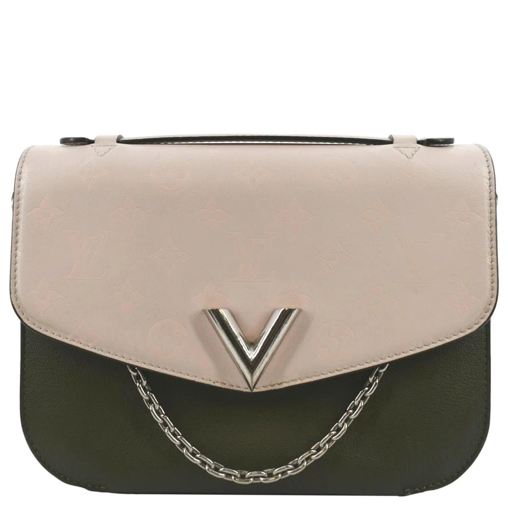 Pre-owned LOUIS VUITTON Very Calfskin Leather Saddle Shoulder Bag Khaki Green