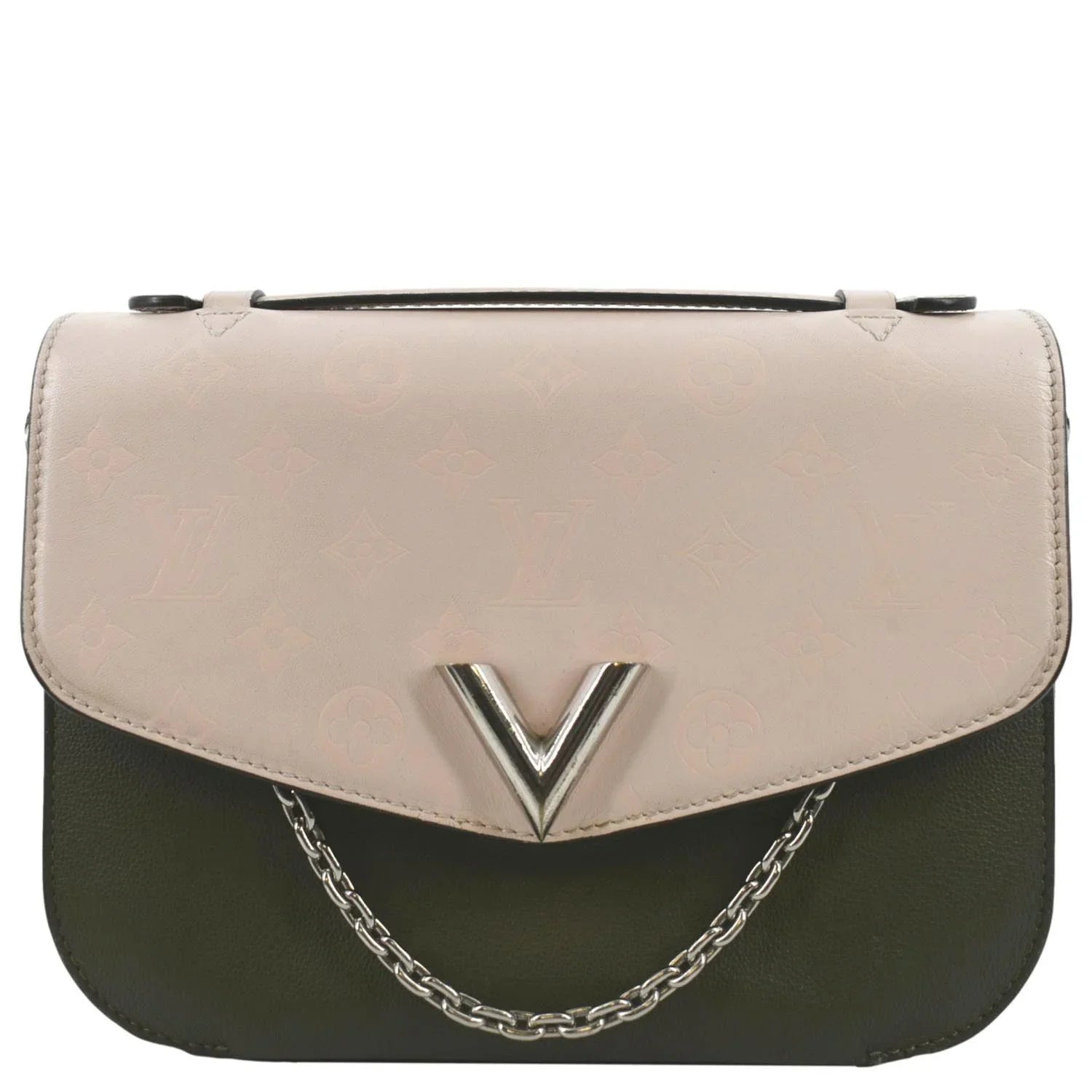 Pre-owned LOUIS VUITTON Very Calfskin Leather Saddle Shoulder Bag Khaki Green
