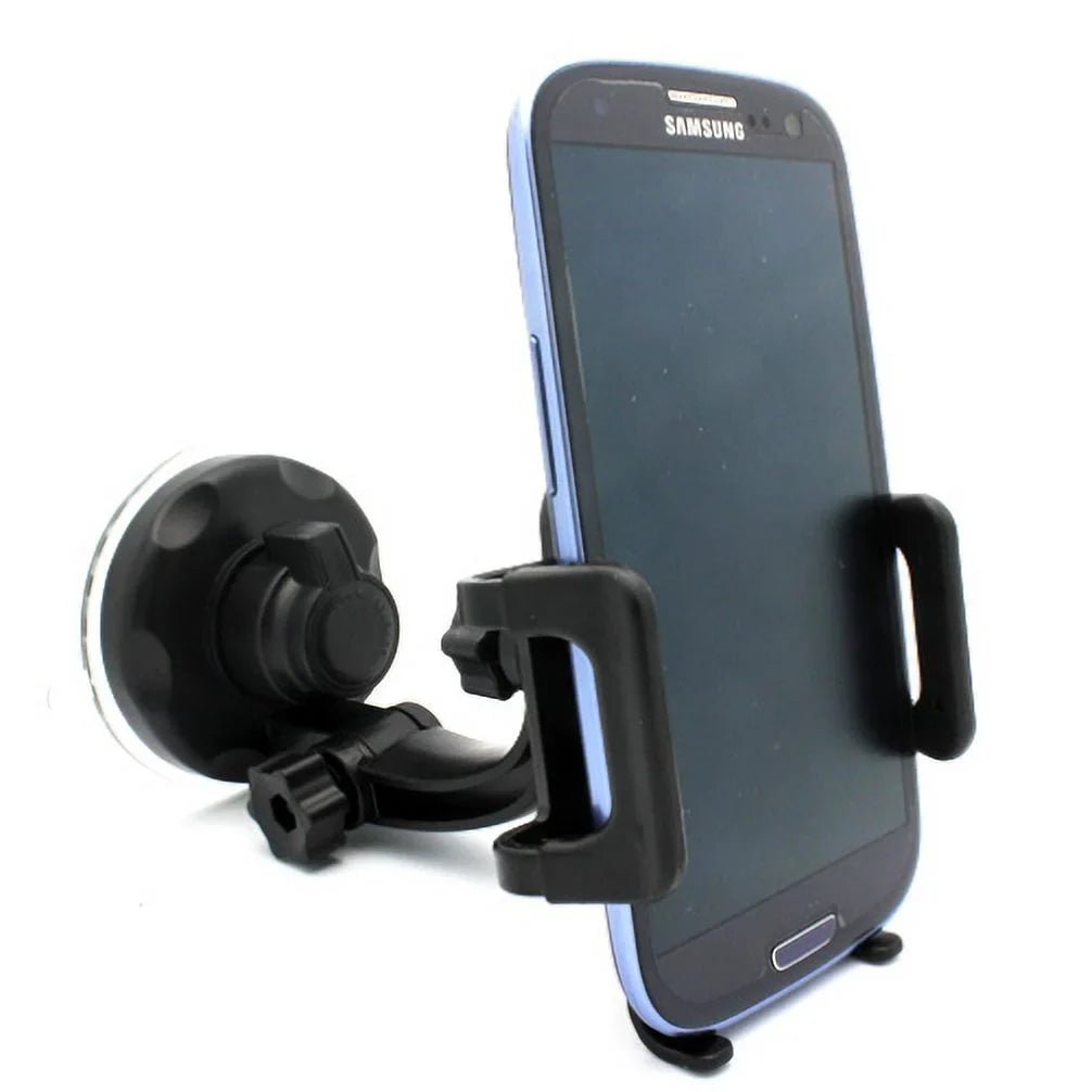 Car Mount Windshield Phone Holder Swivel Cradle Window Rotating Dock Suction Ebony D8 for Motorola Droid Turbo 2, Moto Z Droid Force Droid - Galaxy J3 J5 J7, Note 4 5, S5 S6 Edge Edge+ S7