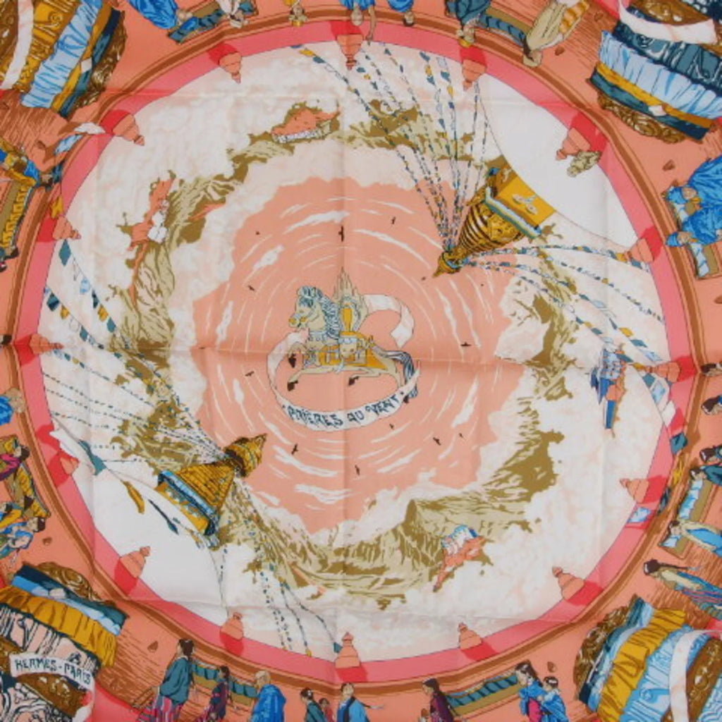 Pre-Owned Hermes Carre 90 PRIERES AU VENT Prayer in the Wind Scarf (Like New)