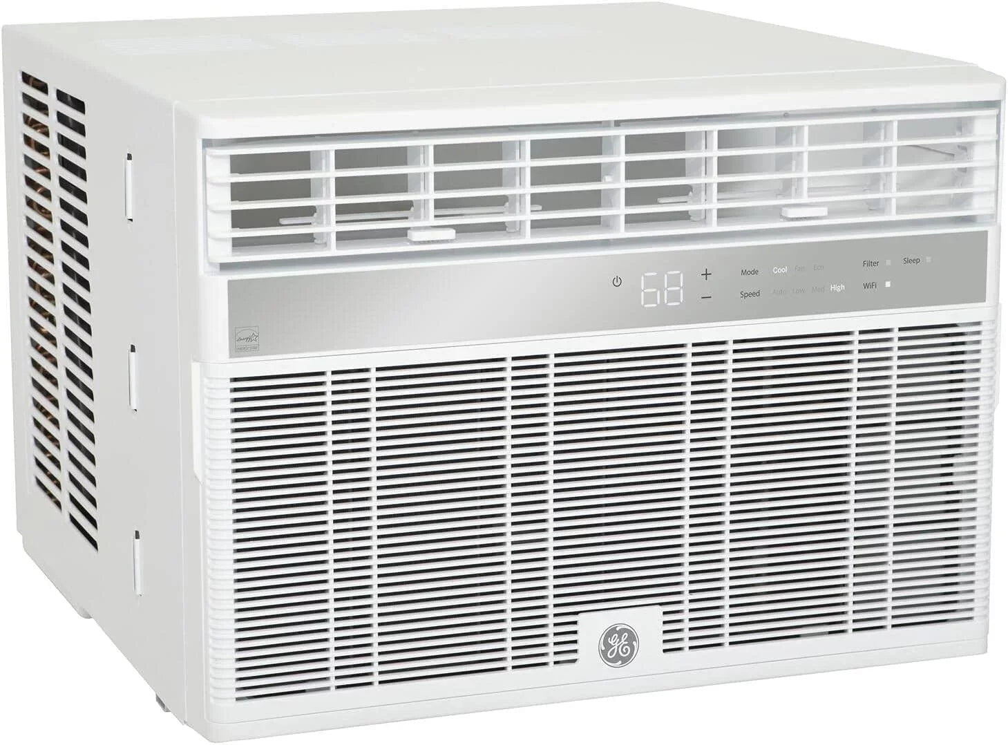 GE AHY08LZ Smart Window Air Conditioner with 8000 BTU Cooling Capacity Wifi Connect 3 Fan Speeds 115 Volts 11.4 CEER and Fixed Chassis in White