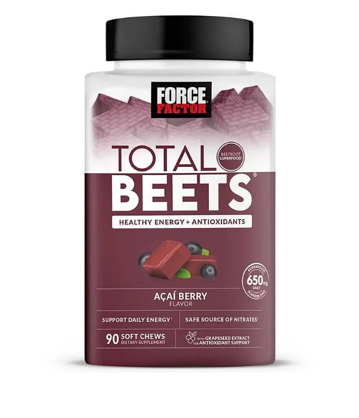 Force Factor Total Beets, Beet Root Superfood Soft Chews, Acai Berry (90 ct.)
