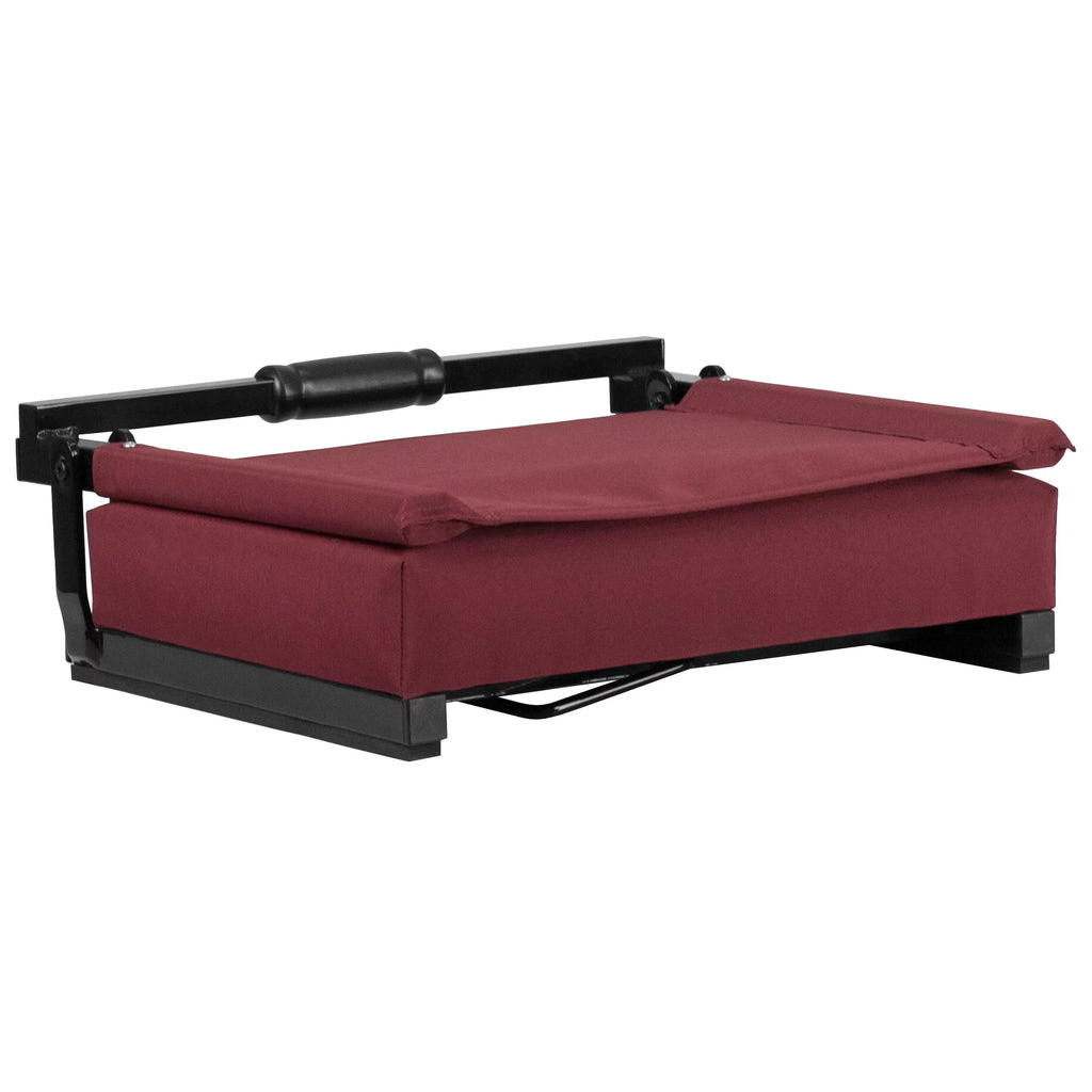 Flash Furniture Grandstand Comfort Seats by Flash - 500 lb. Rated Load Stadium Chair with Handle & Ultra-Padded Seat, Maroon