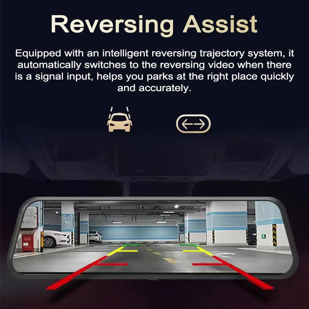 Tomshoo Full Dual Camera Dash Cam with 170° Wide Angle, 9.66 Inch Touchscreen, Motion Detection