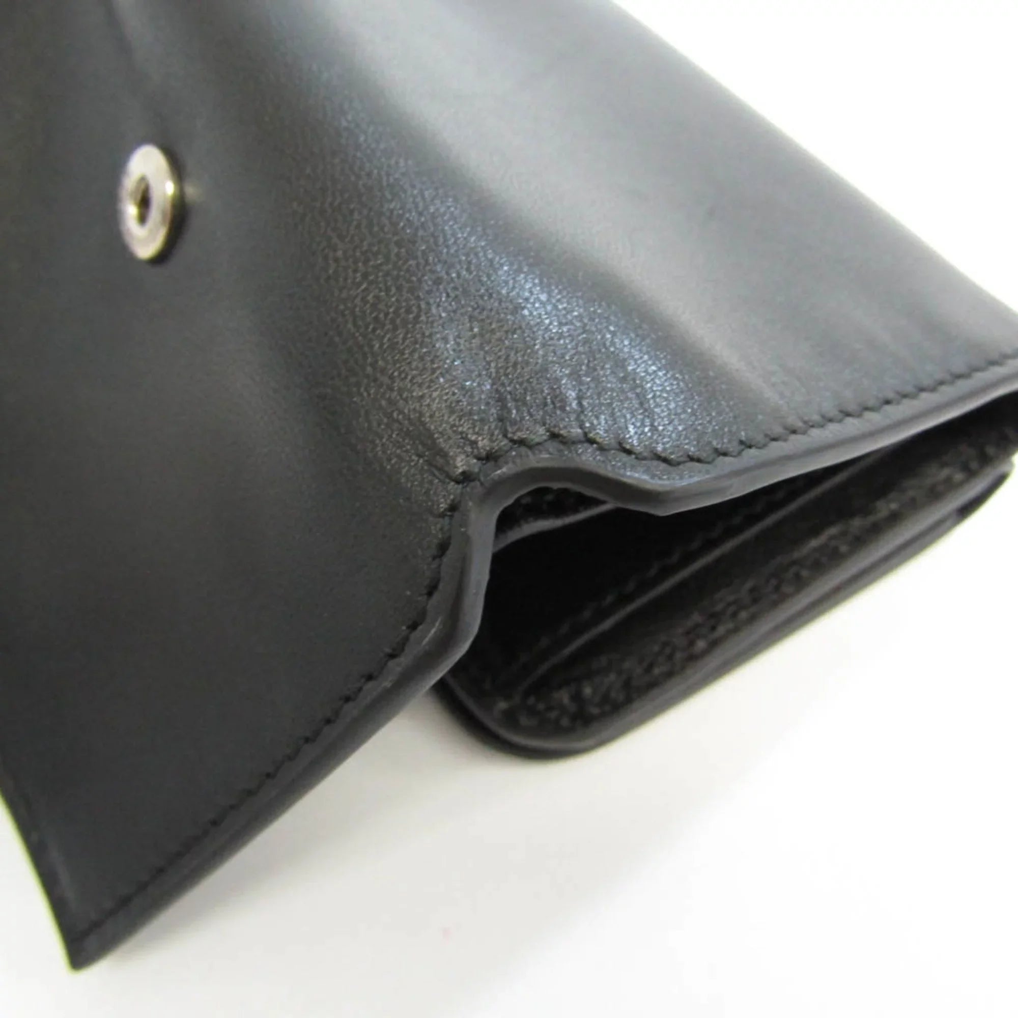 Pre-Owned Balenciaga Cache Mini 593813 Men,Women Leather Wallet (tri-fold) Jet (Good)