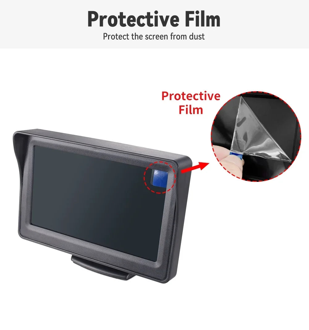 4.3in HD Monitor Car Backup Reverse Camera Rear View Parking License Plate System