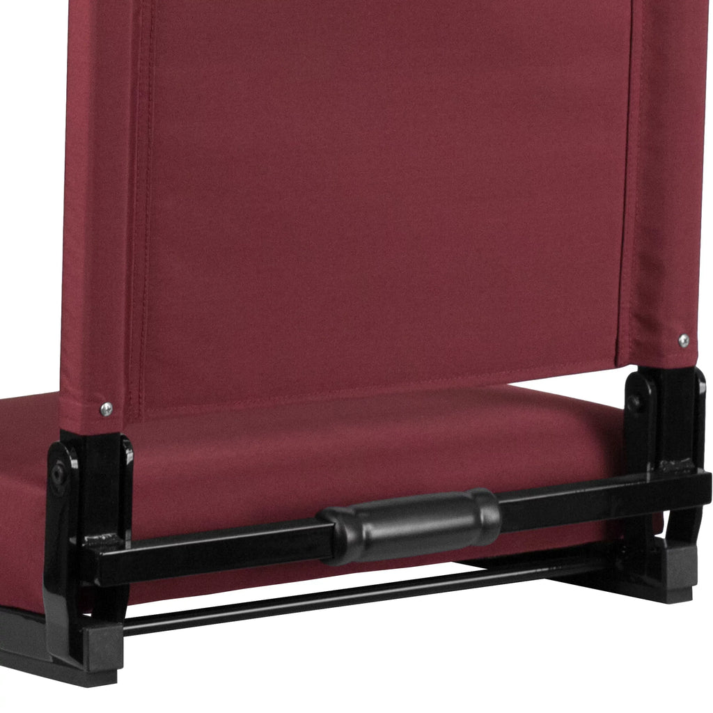 Flash Furniture Grandstand Comfort Seats by Flash - 500 lb. Rated Load Stadium Chair with Handle & Ultra-Padded Seat, Maroon