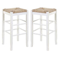 Home Square Square Rush 29" Stationary Bar Stool in White - Set of 2