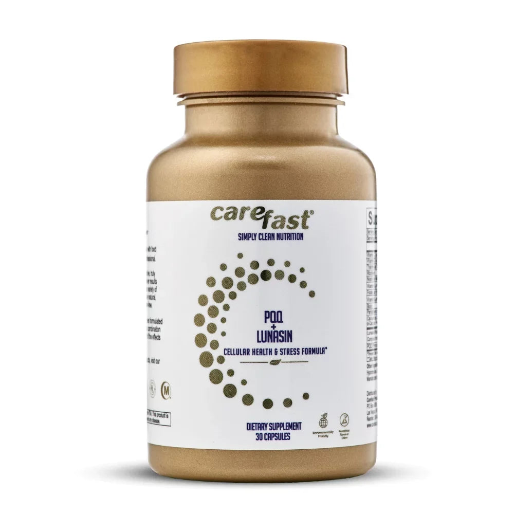 Carefast PQQ Lunasin Vitality 20mg Pyroloquinoline Quinone, 10mg Bioactive LunaCell Supplement - Mitochondrial Biogenesis, Cellular Health & Stress Formula, Non-GMO - 30 Dietary Capsules
