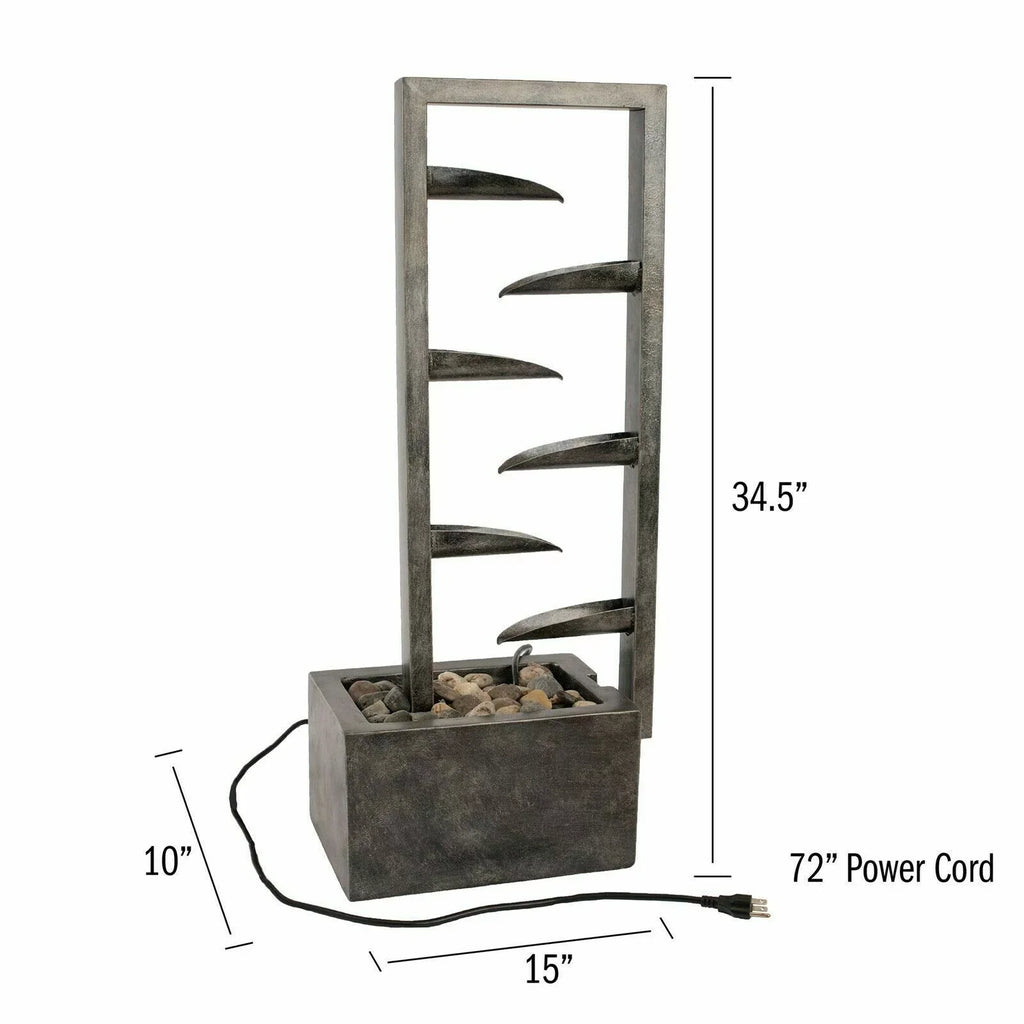Outdoor 34 Inch Metal Concrete Backyard Oasis Zen Waterfall Fountain