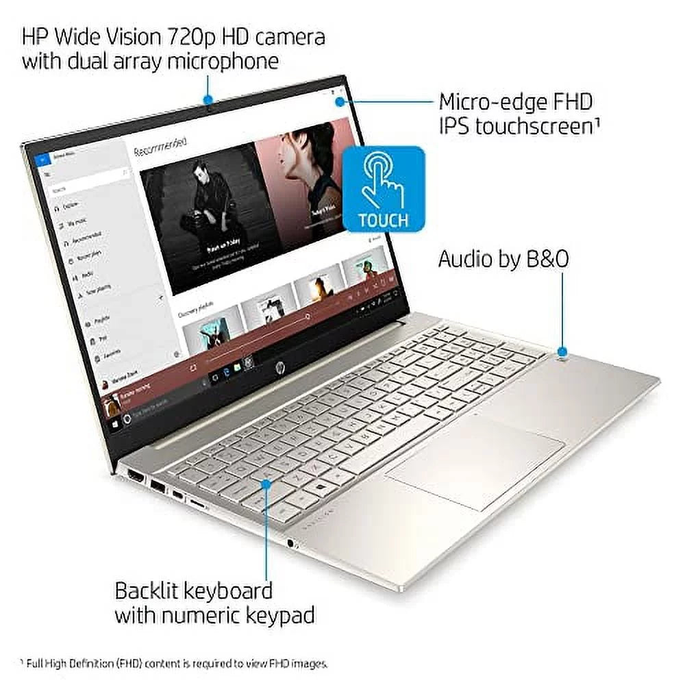 2022 Pavilion 15.6" FHD Touchscreen Laptop 11th Gen Core i7-1165G7 64GB DDR4 2TB NVMe SSD Iris Xe Graphics HDMI USB-C WiFi-6 Bluetooth Backlit Keyboard Windows 11 Pro w/ RATZK 32GB USB
