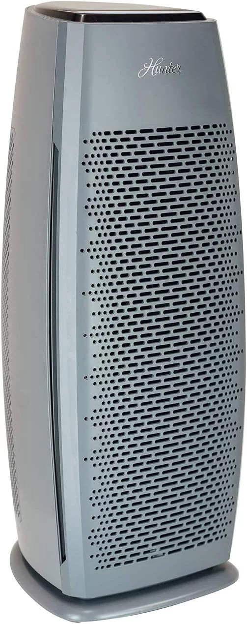 Open Box Hunter Tall Tower Air Purifier True HEPA Filter Accent Light 600GR - Graphite