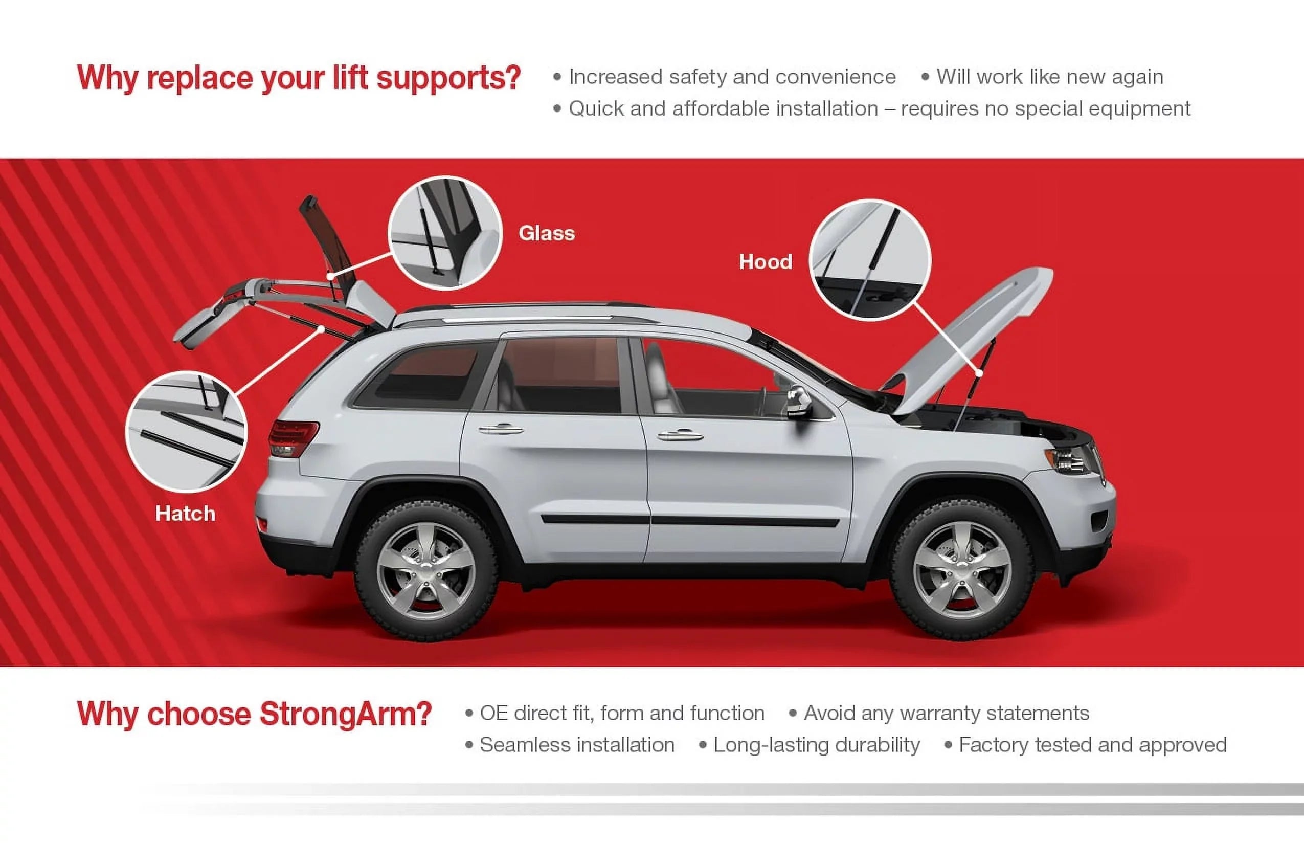 Quantity 2 Made by Strong Arm 4643 Fits Mustang 94 to 04 Trunk Lift Supports W/O Spoiler Fits select: 1994-2004 FORD MUSTANG