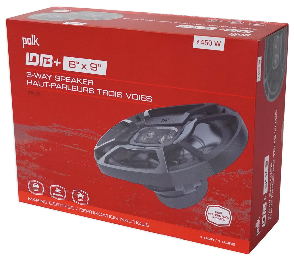 2) Polk Audio DB692 6X9" 450w Car Marine/ATV/Motorcycle/Boat Speakers+Headphones