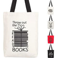 Miller & Max Canvas Tote Bag For Women Men, Reusable Multi-functional 100% Cotton Books Fun Cute Print Durable Design With Inner Pocket, Dark Handles 12 oz Canvas Bags - For School, Office, Picnic An