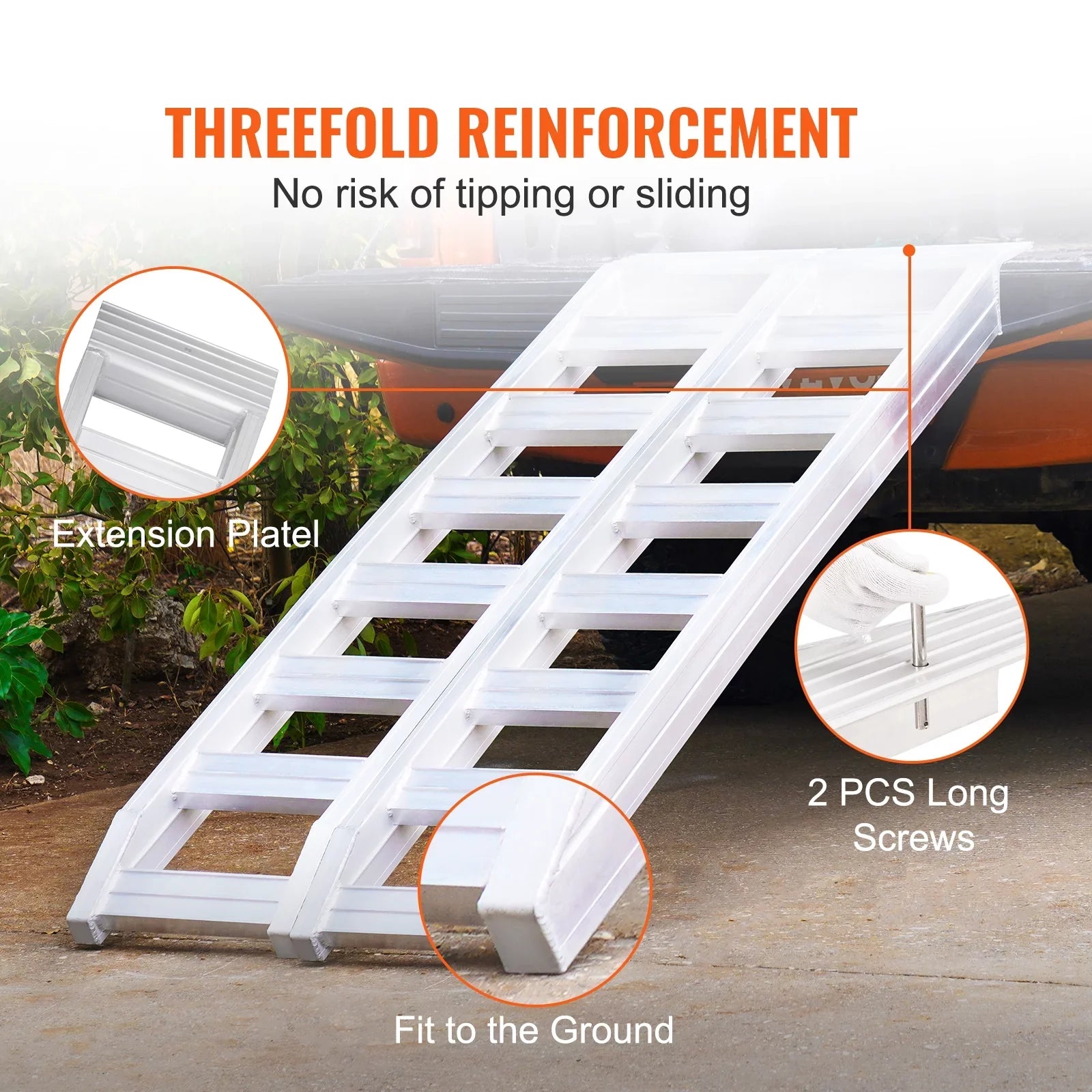 BENTISM Aluminum Truck Loading Ramps 8810 lb/4 Ton 72" x 15" Durable Flat Ends Non-slip Portable Truck Ramps for Tractors ATVs UTVs Motorcycles Vehicle