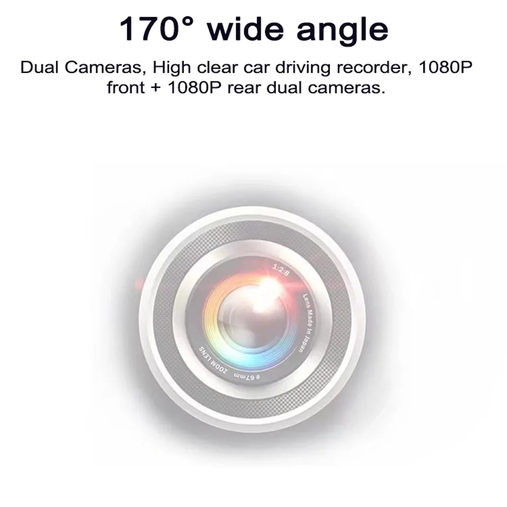 Tomshoo Full Dual Camera Dash Cam with 170° Wide Angle, 9.66 Inch Touchscreen, Motion Detection