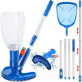 Upgraded Handheld Portable Pool Vacuum Cleaner with Pool Skimmer Net, 4 Section Poles of 60", Handheld Pool Vacuum Jet Cleaner Attaches to Garden Hose for Above Ground Pool Spa Pond Fountains