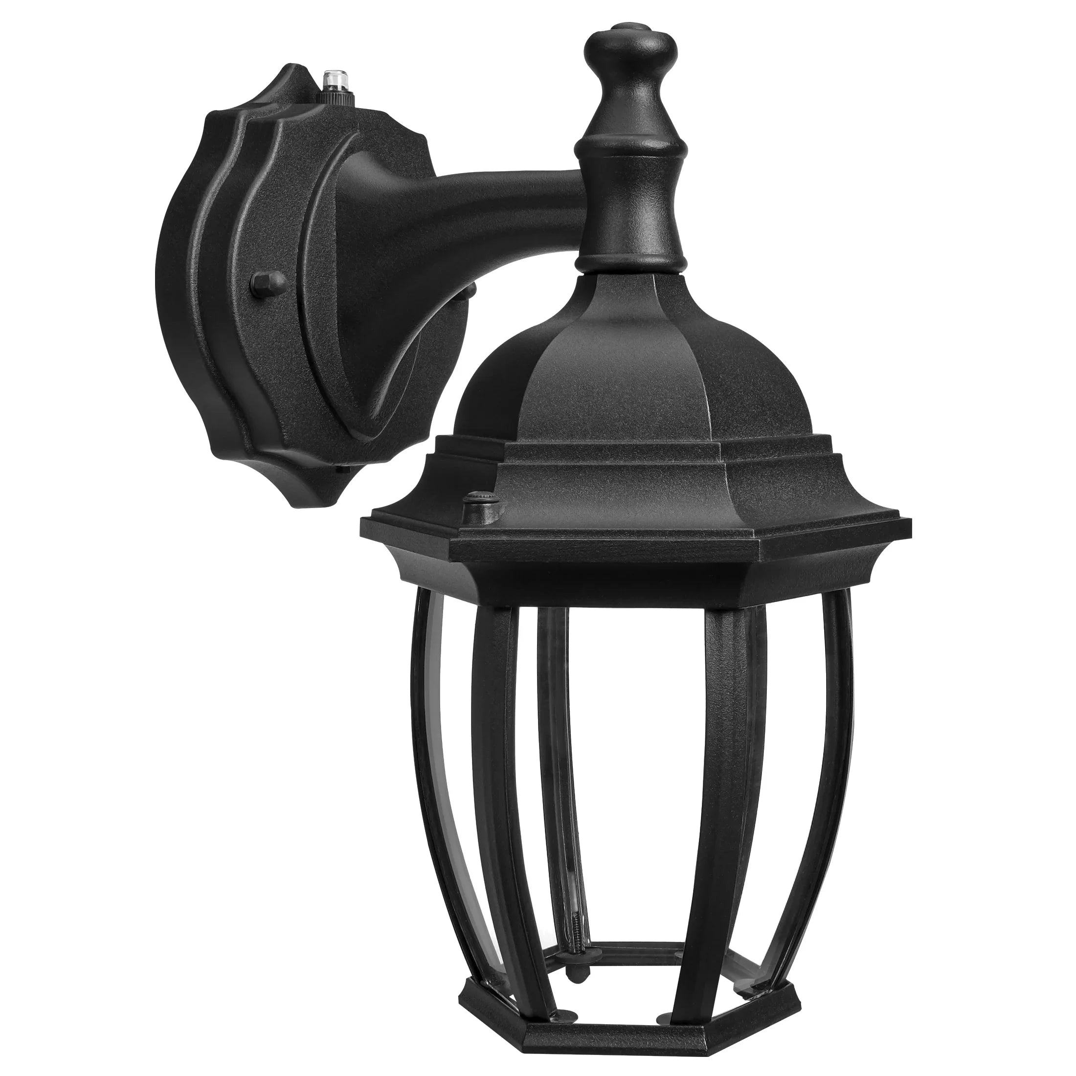 Maxxima LED Outdoor Wall Light - Dark Coach Light Fixture with Clear Glass, Photocell Sensor, 830 Lumens, 3 CCT 3000K/4000K/5000K, Dusk to Dawn Lighting for Porch, Garage, and Front Door