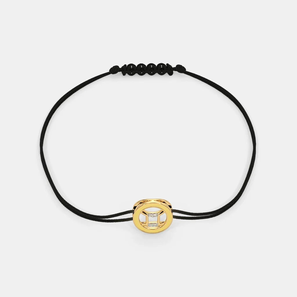 SILBERO INDIA The Enid Gemini Cord Bracelet - Adjustable Elegance in 18Kt Yellow Gold