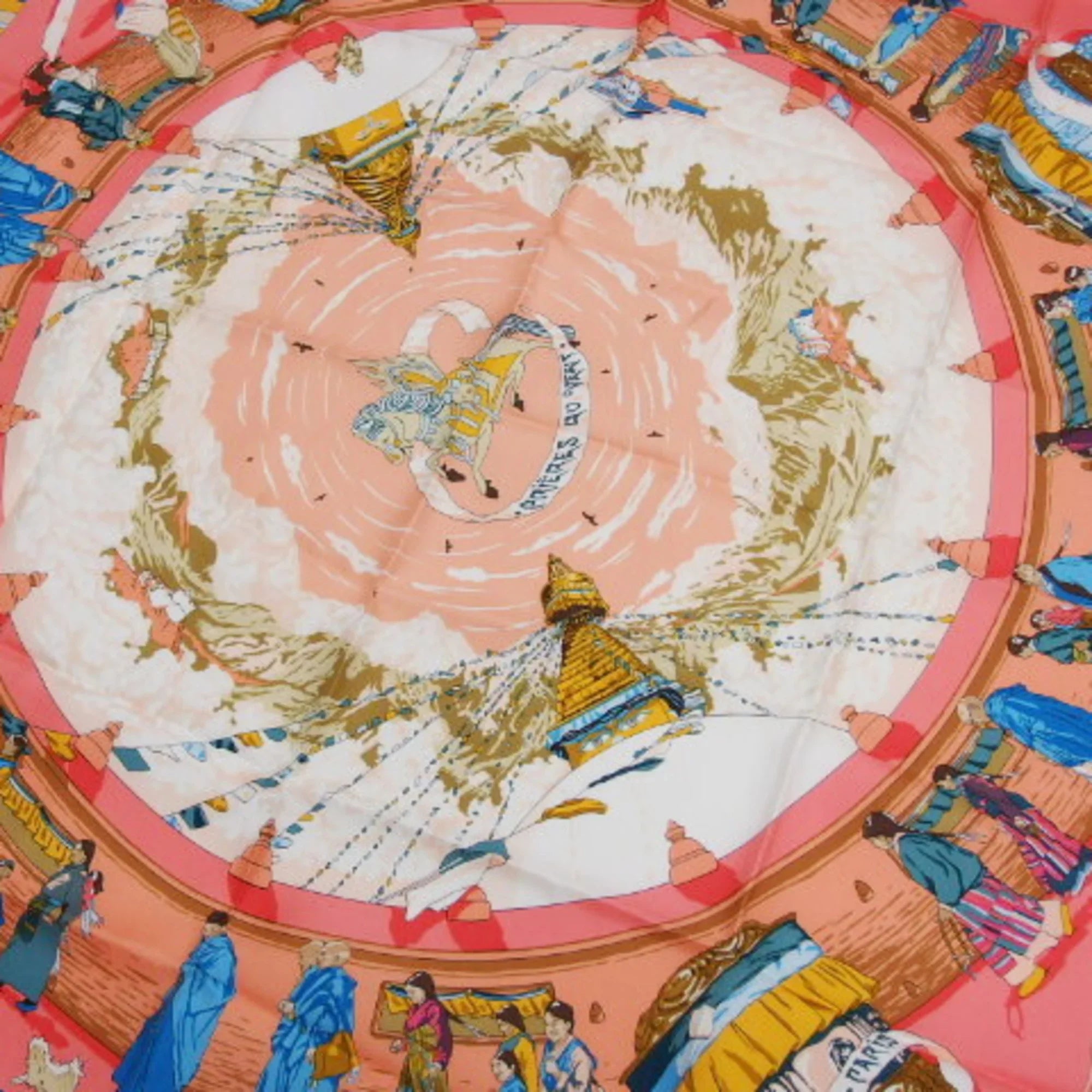 Pre-Owned Hermes Carre 90 PRIERES AU VENT Prayer in the Wind Scarf (Like New)