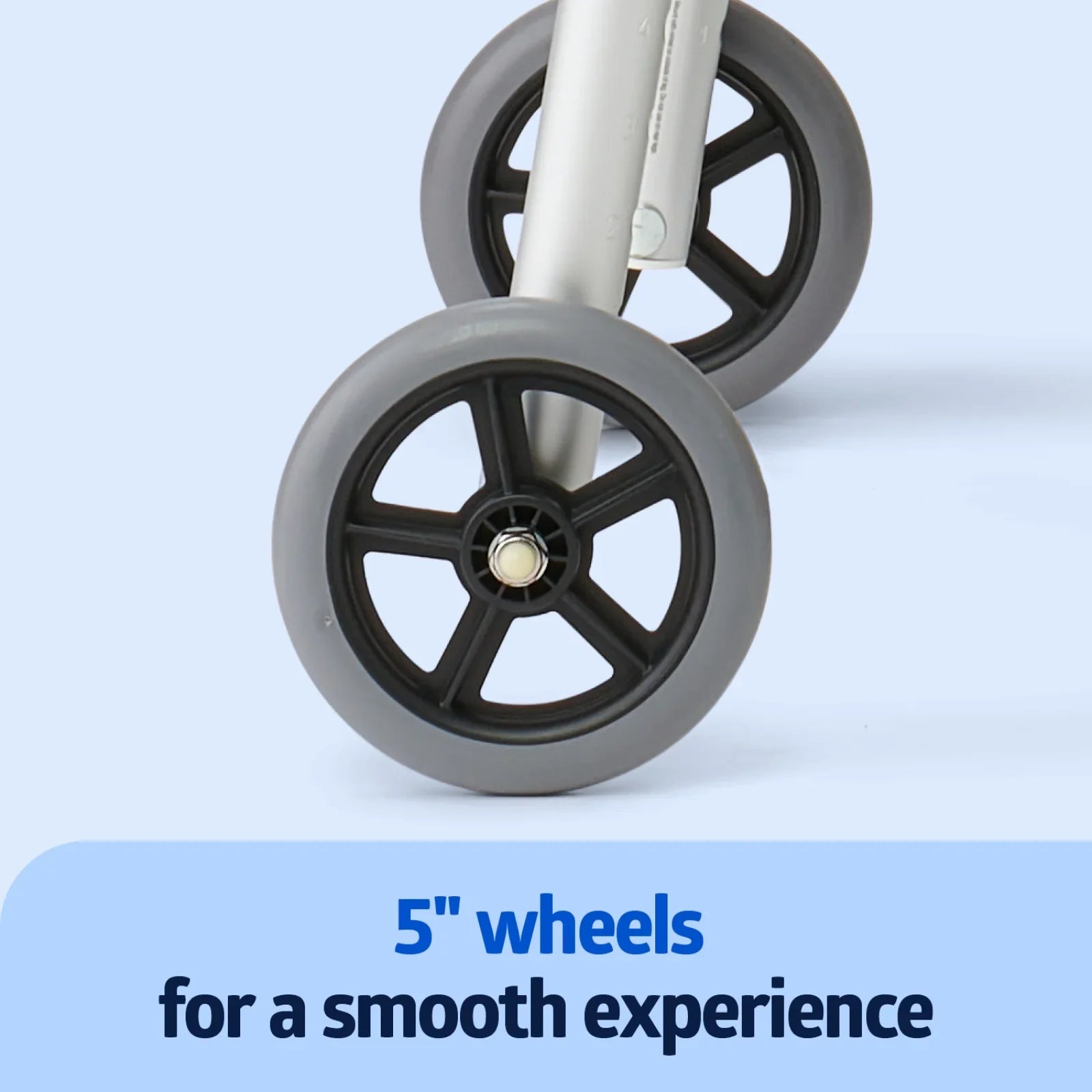 Medline Load Folding Walker with 5” Wheels, Aluminum Frame Supports up to 300 lbs.