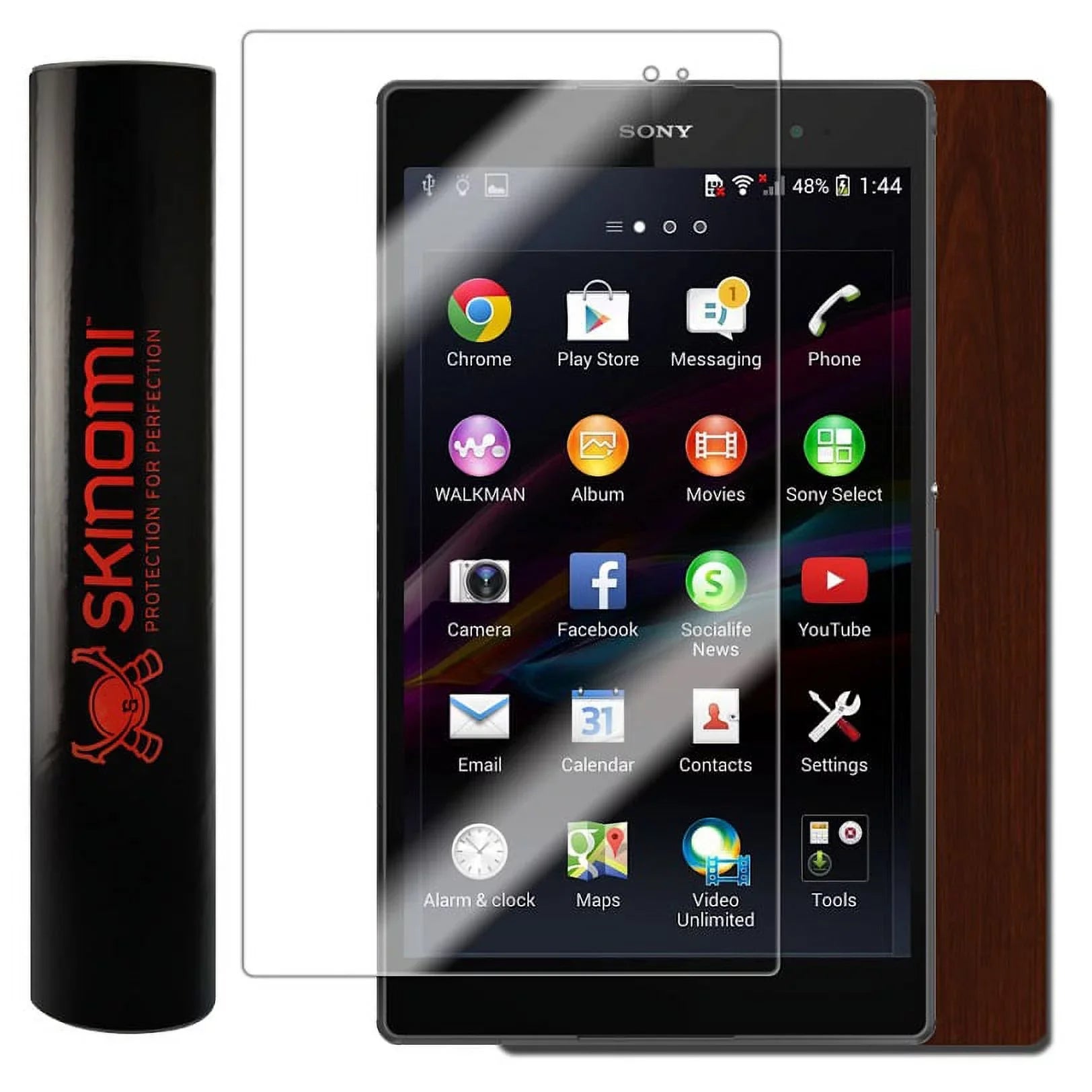 Skinomi Dark Wood Skin & Screen Protector for Xperia Z3 Tablet Compact