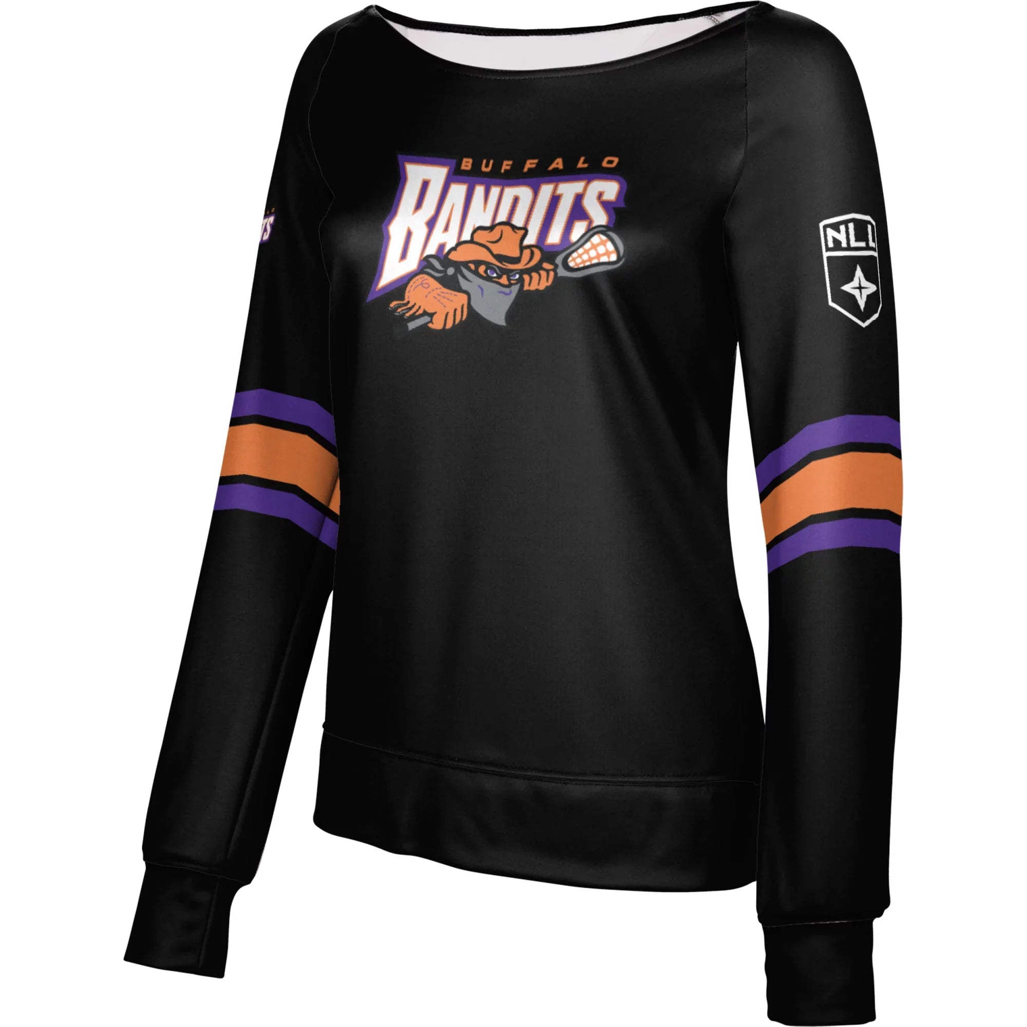 Girls Youth Epoch Lacrosse Ebony Buffalo Bandits Boat Neck Pullover Sweatshirt