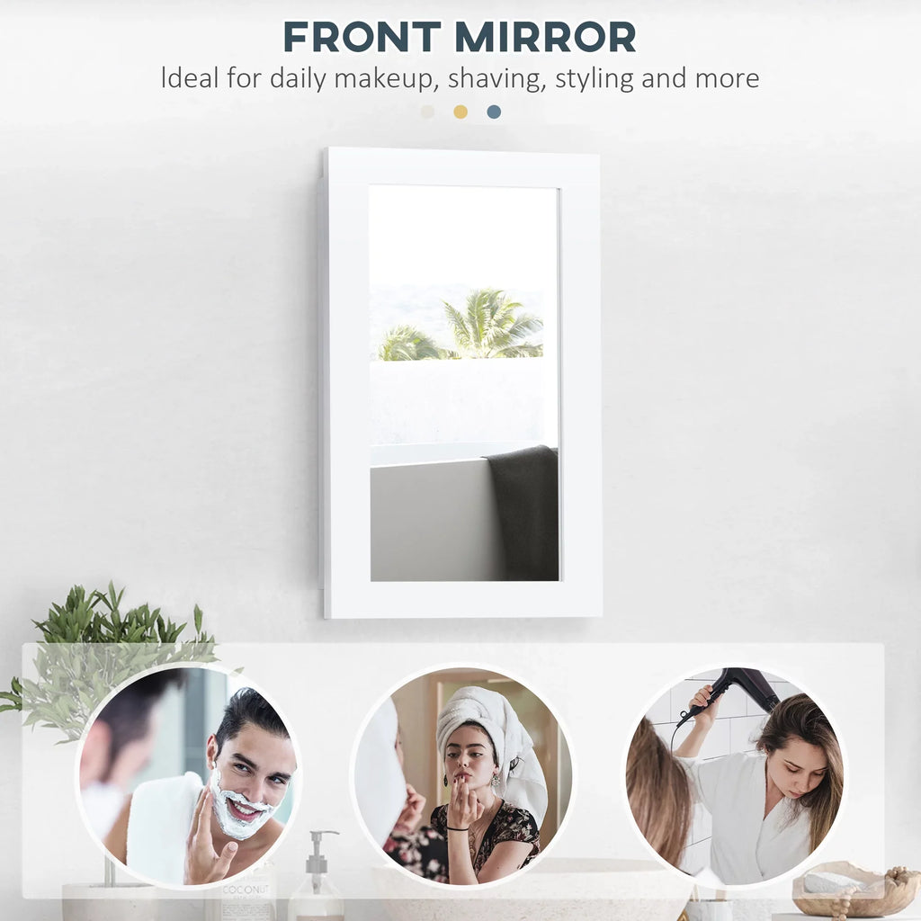 kleankin Bathroom Medicine Cabinet, Wall Mounted Mirror Cabinet, White