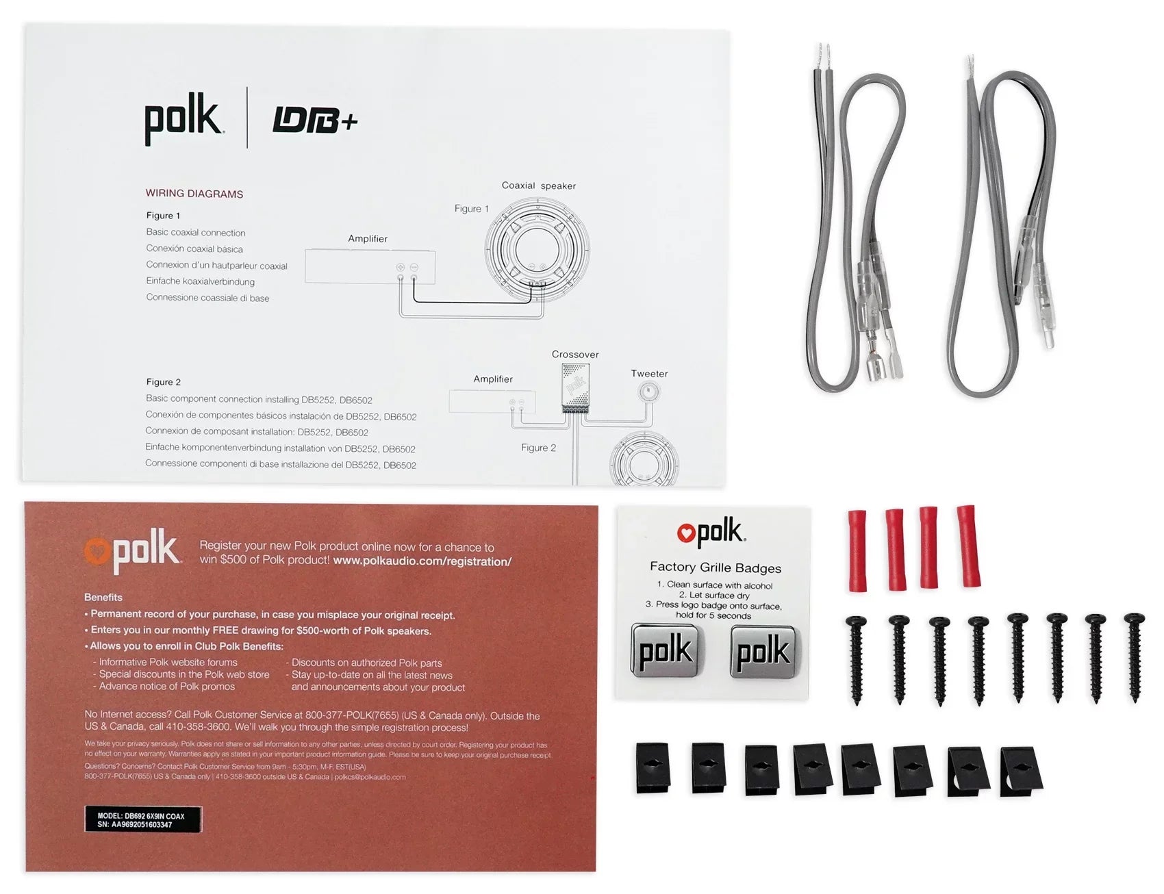 2) Polk Audio DB692 6X9" 450w Car Marine/ATV/Motorcycle/Boat Speakers+Headphones
