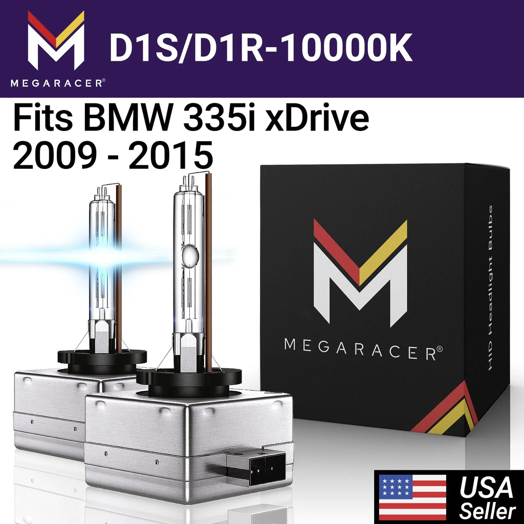 Mega Racer 335i xDrive D1S HID Headlight Bulbs 10000K Dark Blue 35W 12V 8000LM 335i xDrive 2009 2010 2011 2012 2013 2014 2015 09 10 11 12 13 14 15 Xenon Headlights Replacement for Cars