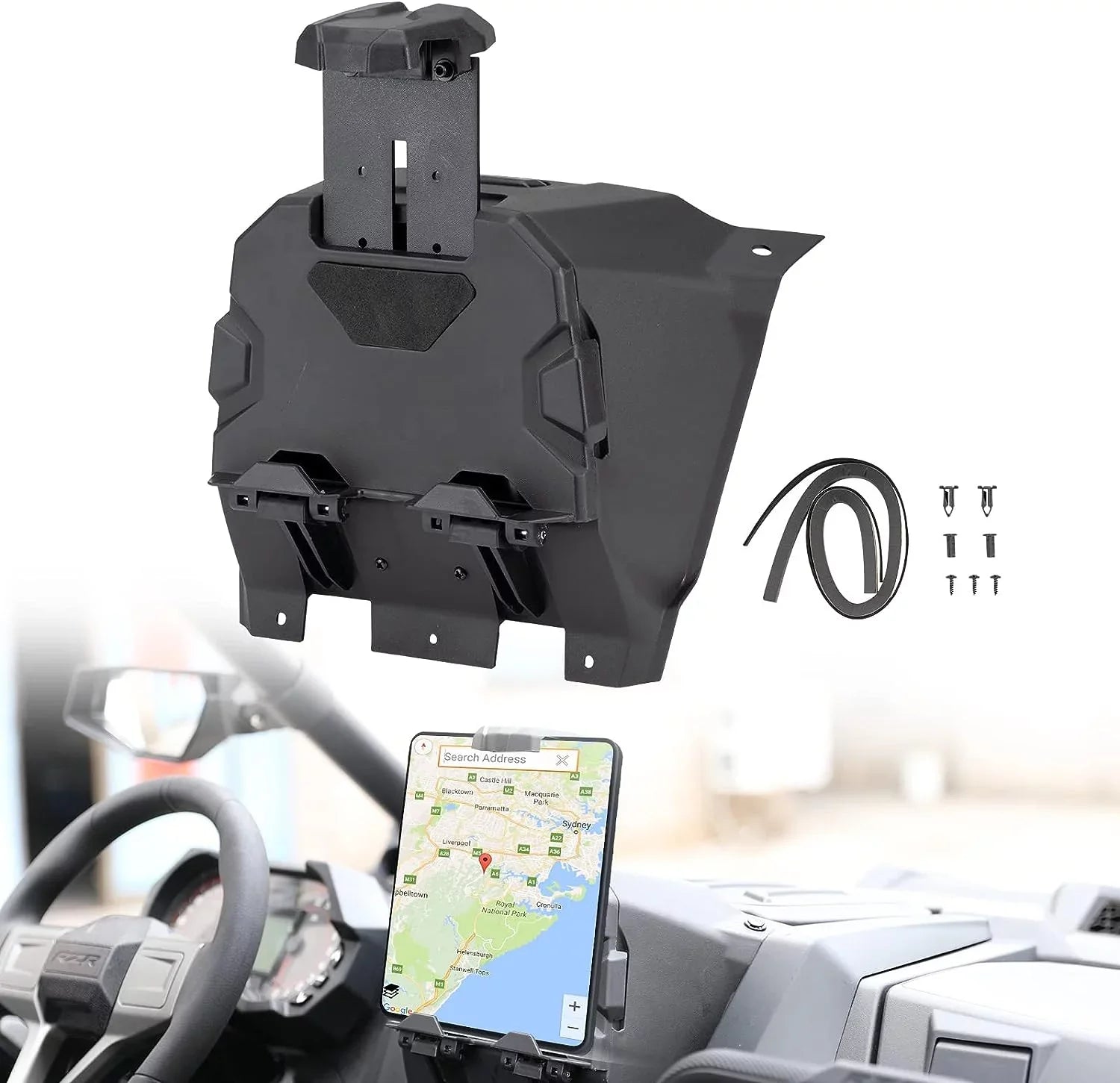 A & UTV PRO Electric Device Tablet Holder with Storage Box Organizer for Polaris RZR PRO XP