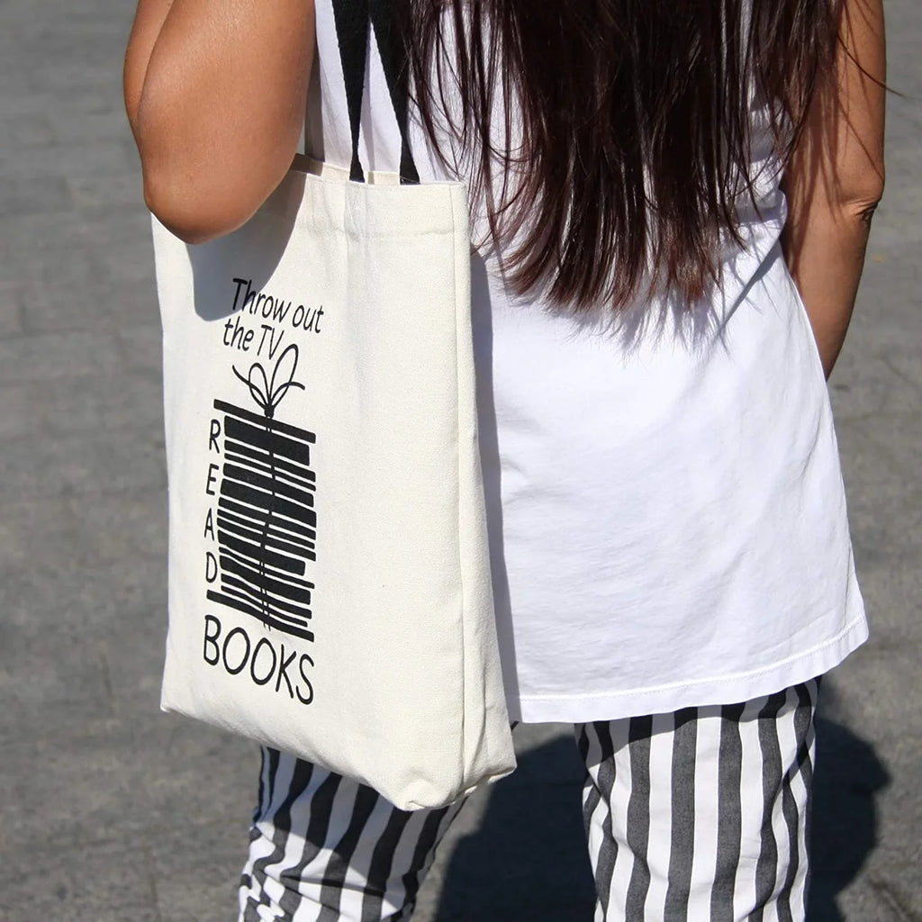 Miller & Max Canvas Tote Bag For Women Men, Reusable Multi-functional 100% Cotton Books Fun Cute Print Durable Design With Inner Pocket, Dark Handles 12 oz Canvas Bags - For School, Office, Picnic An
