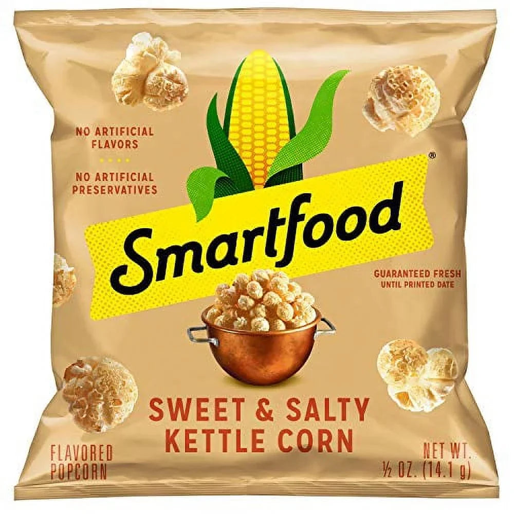 Smartfood Sweet & Salty Kettle Corn Popcorn, 0.5 Oz Single-Serve Bags, (40 Ct)
