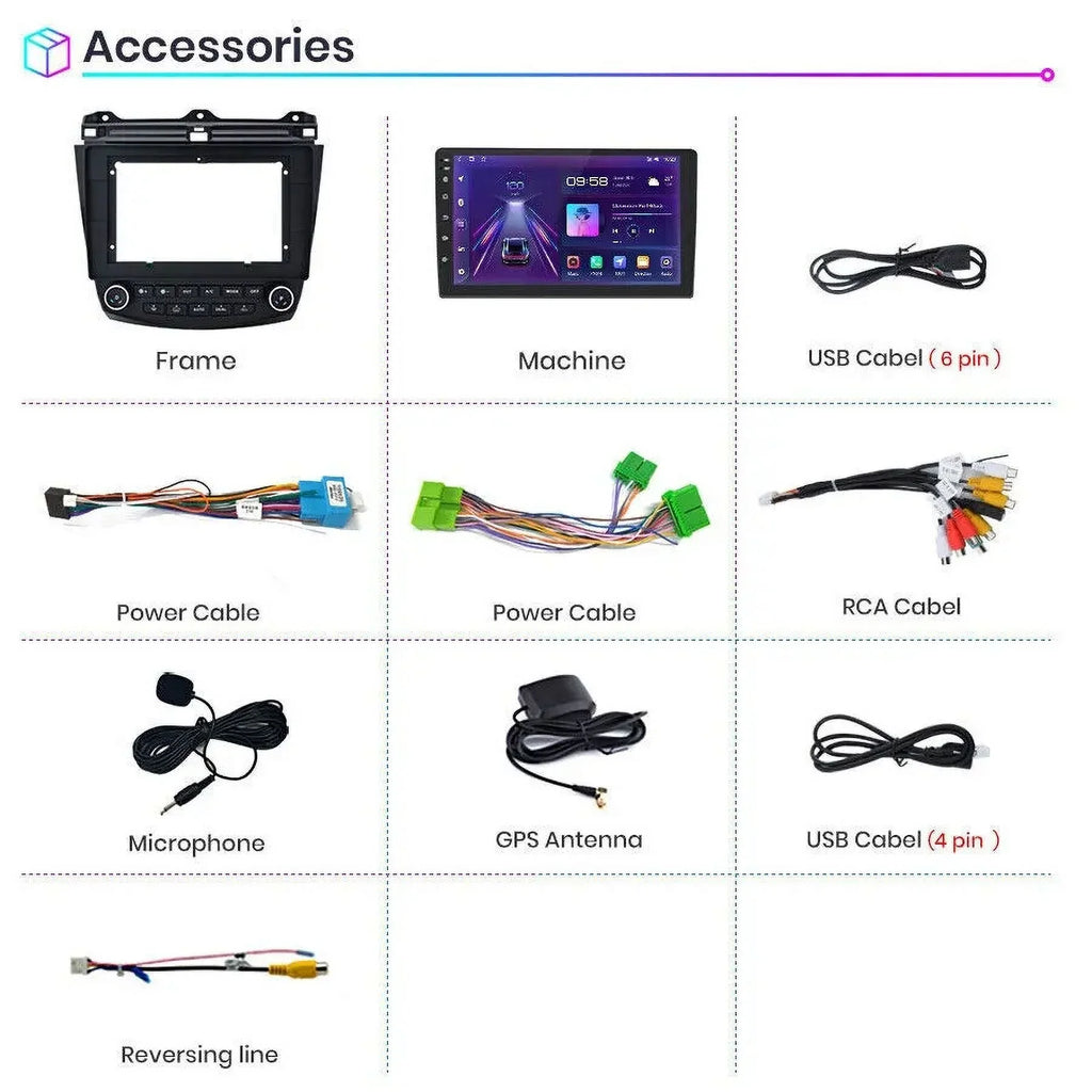 2+32G for Honda Accord 2003 to 2007 Wireless Carplay Android Auto Mirror Link 10.1'' Touchscreen Car Stereo Radio Android 13 Bluetooth GPS Wifi Hifi, AHD Backup Camera