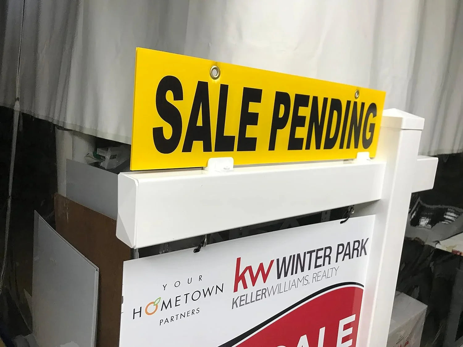 5 Pack SALE PENDING Yellow Sign 6” X 24" (SALE PENDING) Pre-Printed Double Sides Wrinkled Plastic 4Mm, Sign Board 4Mmthick, ***Sign , Metal Sign & Sign Post Not Included, Ship Same D