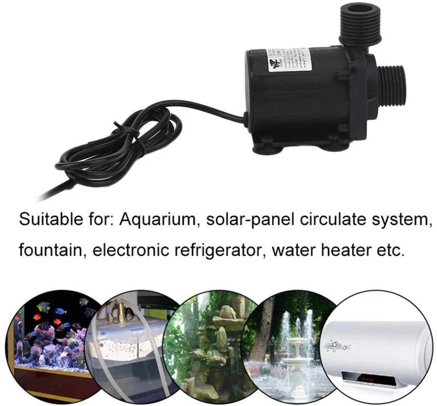 DC 12V Brushless Water Pump 1/2'' Male Thread Centrifugal Submersible Pump 800L/H 210GPH 4M/13ft for Fountain Solar Panel Pond Aquarium Water Circulation System