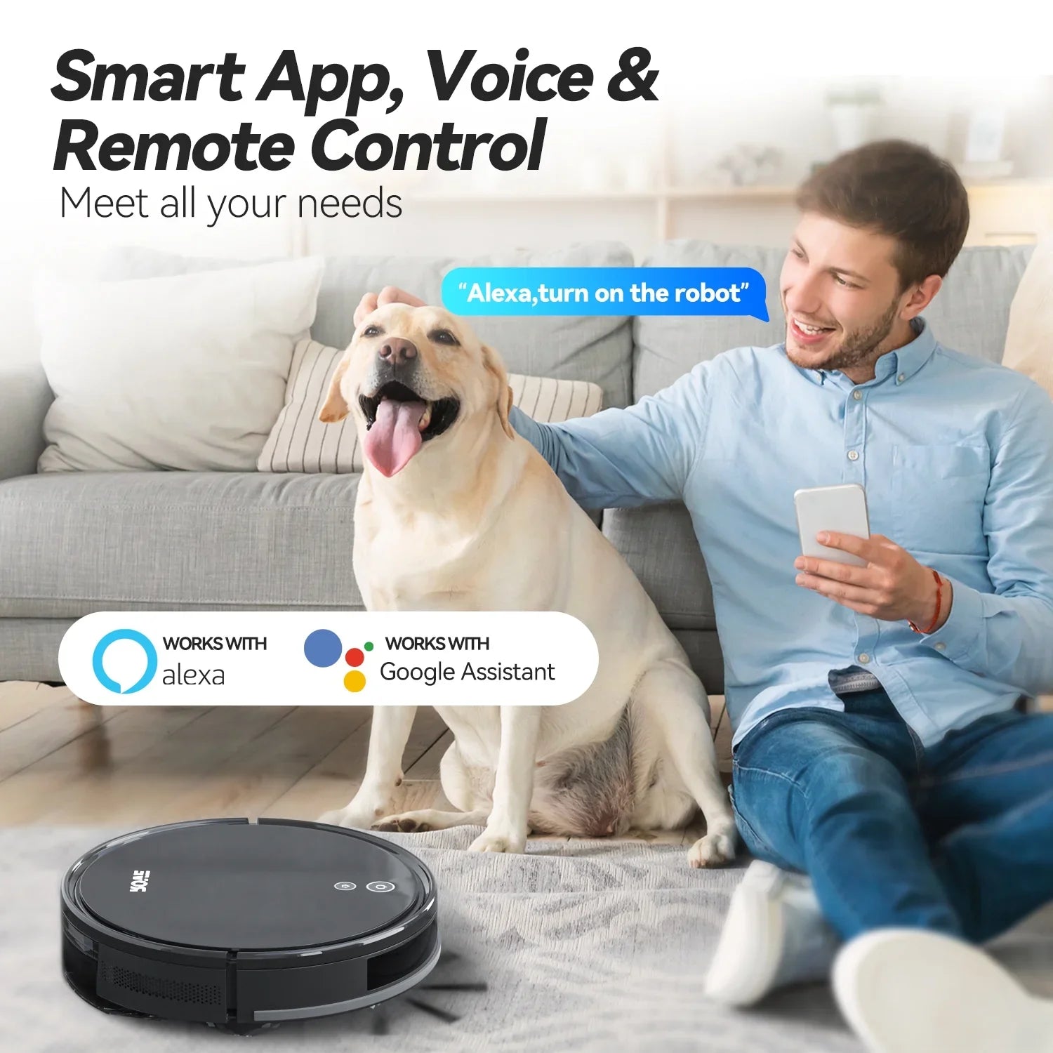 Rove Robot Vacuum Cleaner, 2000 Pa Strong Suction & 2600mAh Battery Life Robotic Sweeper with 600ML Dustbin, Automatic Self-Charging, Ideal for Pet Care, Hard Floor and Low Pile Carpet