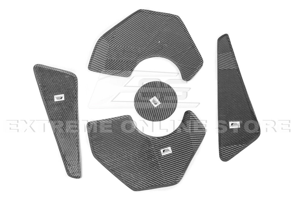 Replacement For 2020-Present Corvette C8 GM Factory Style CARBON FIBER Tape-On Engine Bay Trim Panel Overlay Accents Cover 5 Pcs