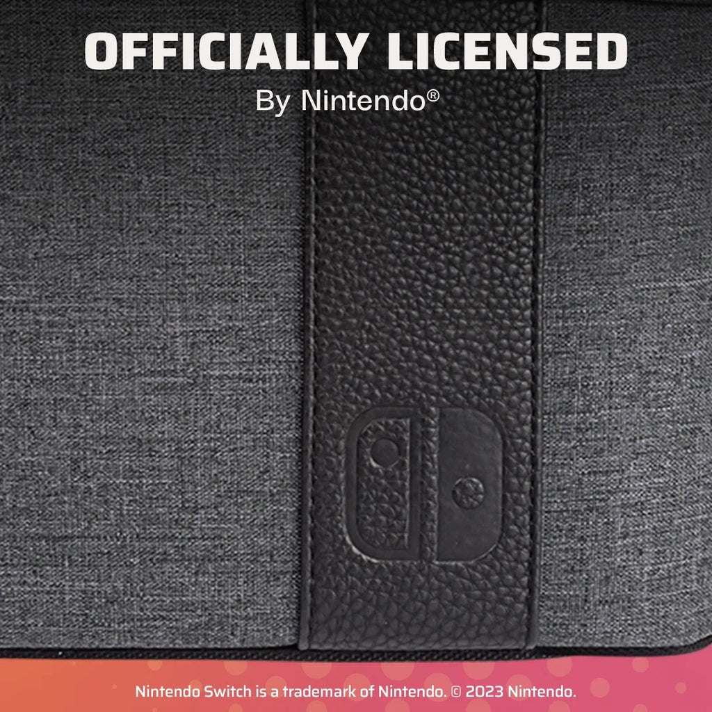 PDP Gaming Pull-N-Go Travel Case Elite Edition: 2-in-1 with Built-in Console Stand, Removable Straps & Interchangeable Dividers: Grey - Nintendo Switch