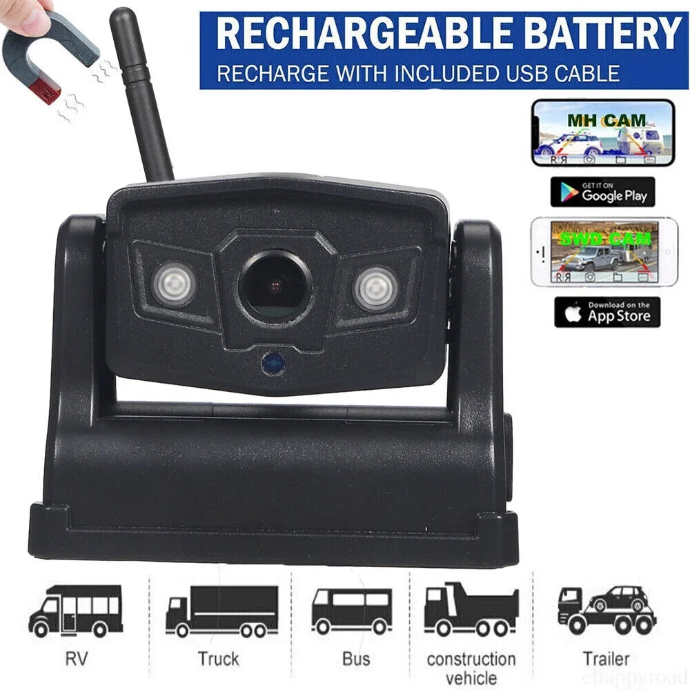 Jahy2Tech Magnetic WiFi Wireless Backup Camera, Front/Rear View Camera 9600mAh Battery
