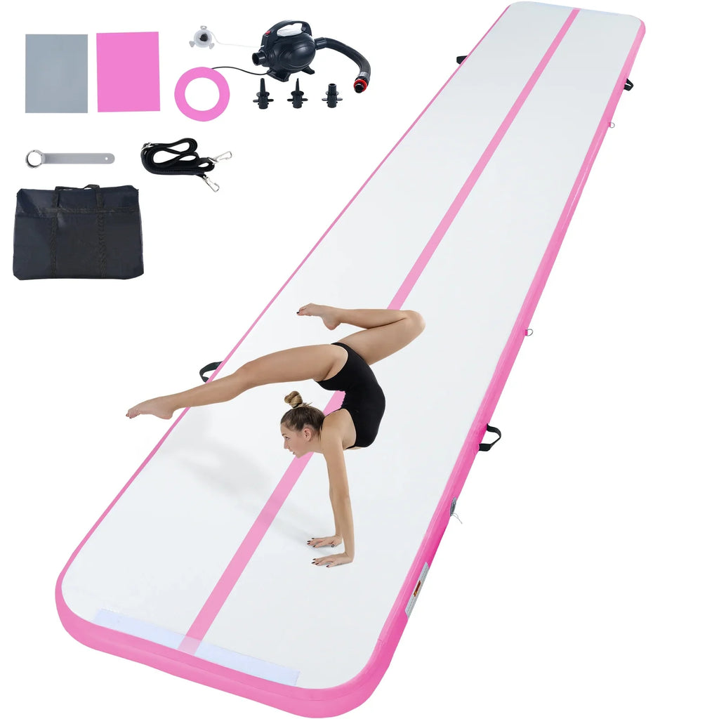 SKYSHALO Air Rail 20ft Inflatable Fitness Drum Gymnastics Mat with Pump