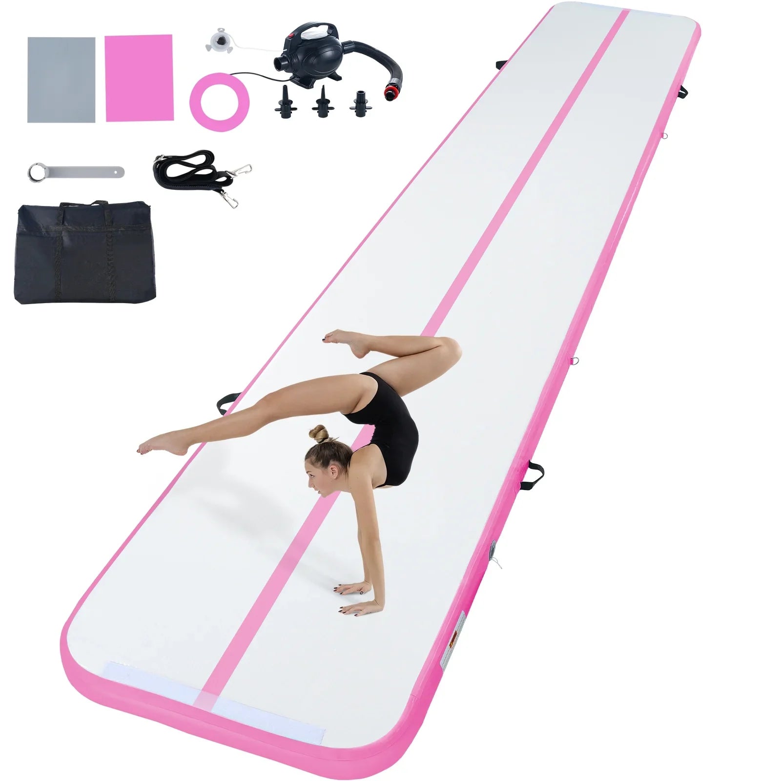 SKYSHALO Air Rail 20ft Inflatable Fitness Drum Gymnastics Mat with Pump