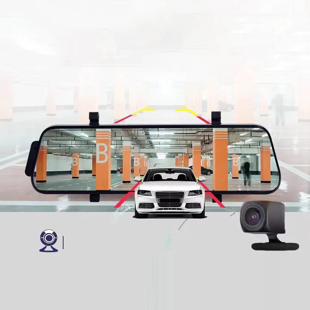 Tomshoo Full Dual Camera Dash Cam with 170° Wide Angle, 9.66 Inch Touchscreen, Motion Detection
