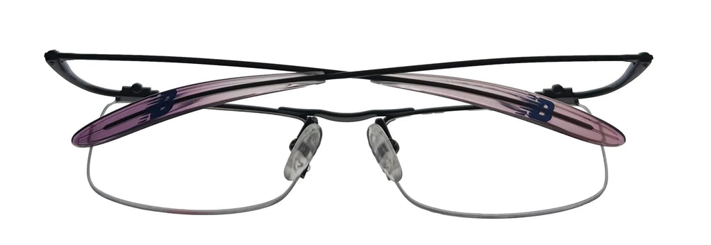 New Balance Mens Eyeglass Rectangle Rimless Metal NB 356 3 Gunmetal. 53mm