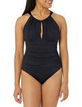 La Blanca Women's Island Goddess High Neck Keyhole One Piece Swimsuit